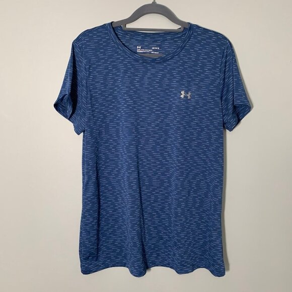 Under Armour heatgear blue short sleeve performance tech workout shirt top - Picture 1 of 11